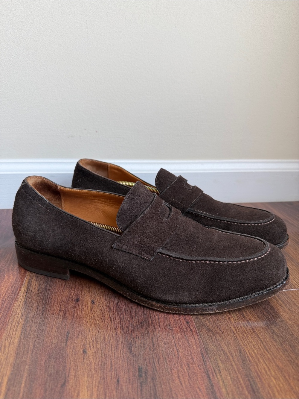 Beckett Simonon Roy Suede Penny Loafers Small Heel